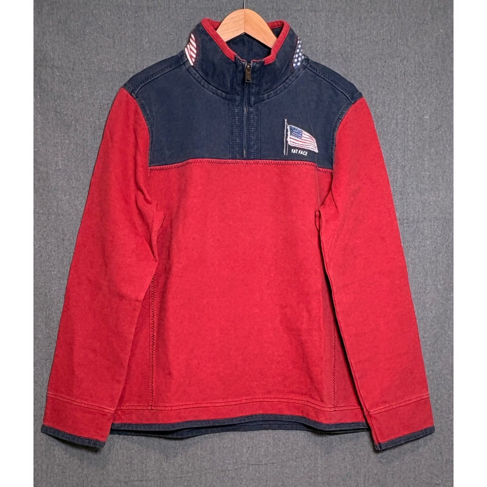 Fat Face Airlie Mens Red Navy American Flag Quarter Zip Sweatshirt Size L